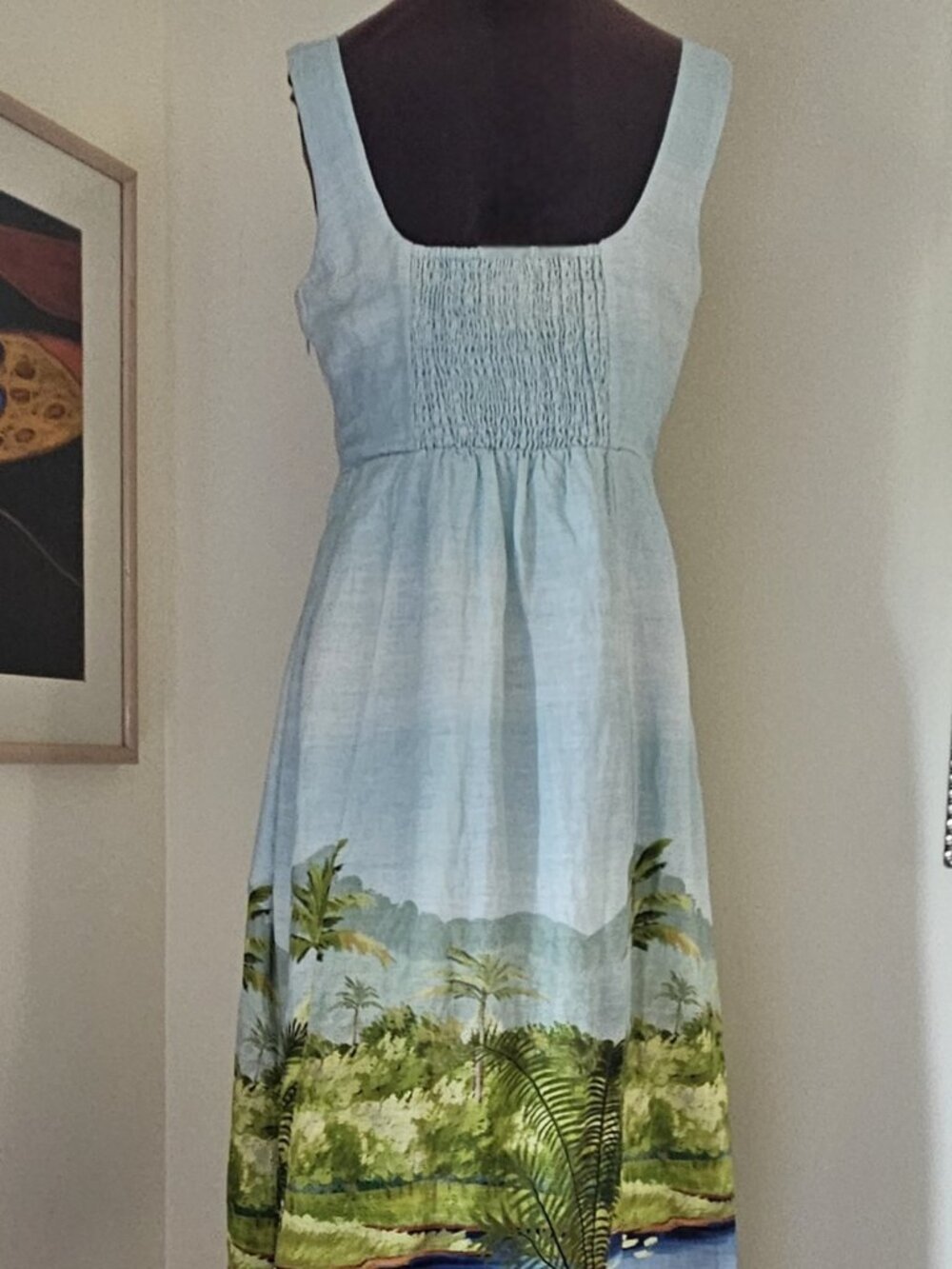 Calypso St. Barth blue 100% cotton maxi dress w/pockets, lined, US6/Euro36 NEW - Picture 13 of 13